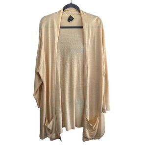 Eileen Fisher Womens Butter Yellow Open Front Silk Cardigan With Pockets Size 2X